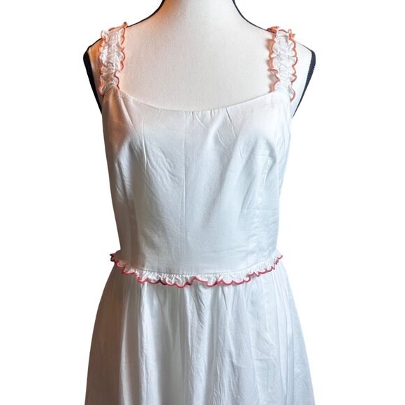 J.Crew Womens White Dress Sleeveless Maxi Dress Ruffle Trim Smocked Back Sz10 - Picture 4 of 13